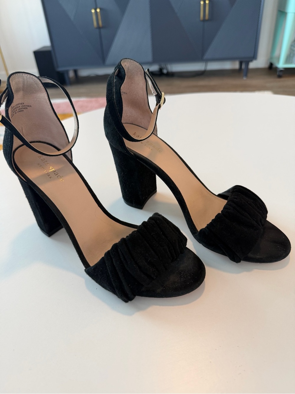Kate Spade Black Suede Mona Heeled Sandals - Picture 2 of 6